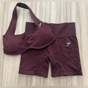 Gymshark Adapt Fleck x Whitney Seamless Workout Set in
Cherry Purple/Rich Maroon